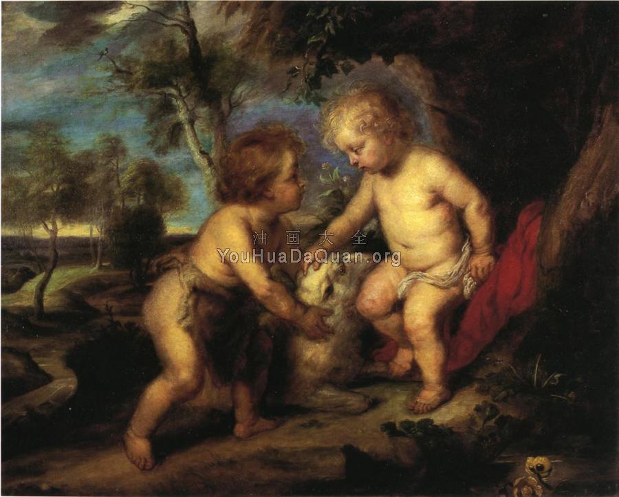 The Christ Child and the Infant St. John after Rubens - 西奥多·克莱门特·斯蒂尔
